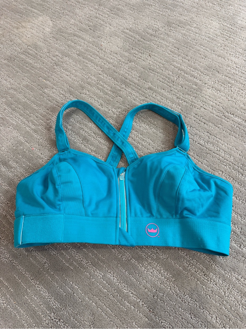 SheFit Ultimate Sports Bra 2Luxe Teal Blue High Impact Front Zip